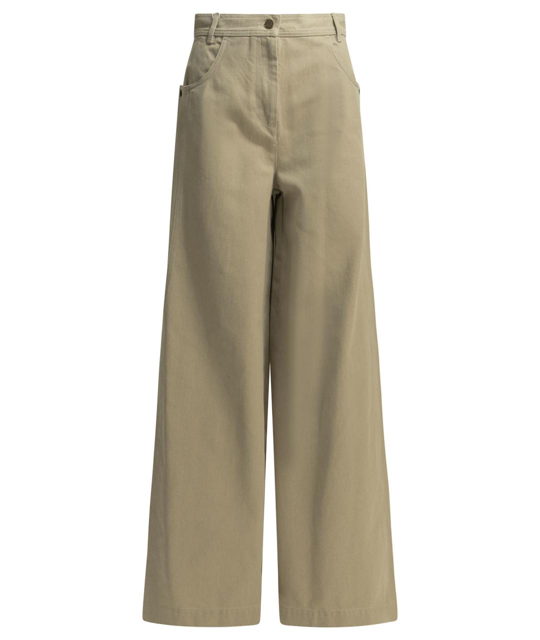 MAX MARA Бежевые хлопковые прямые брюки, фото 1