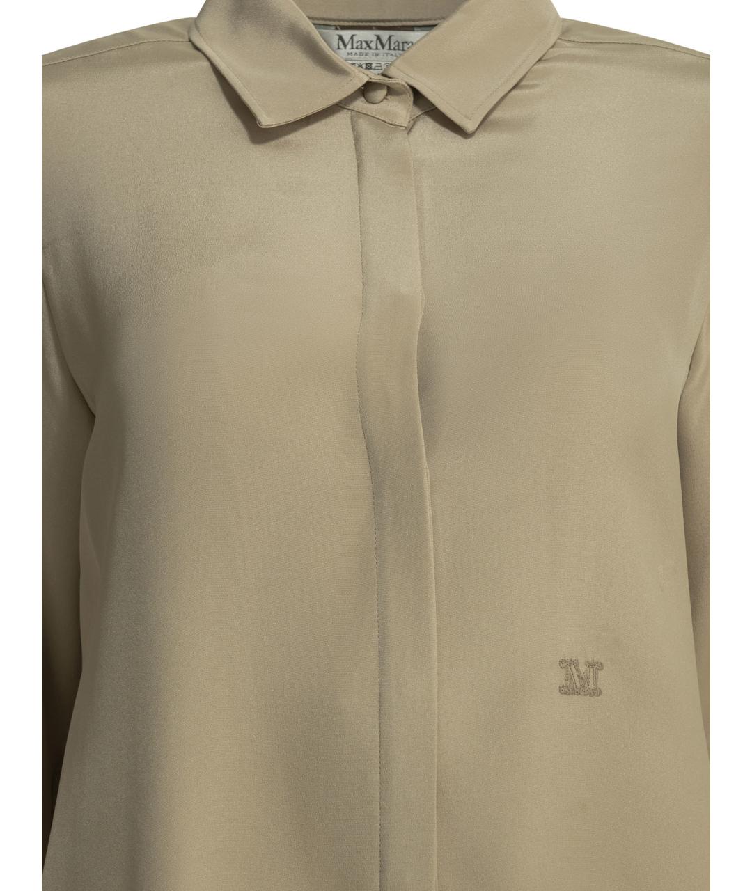 MAX MARA Бежевая шелковая рубашка, фото 3