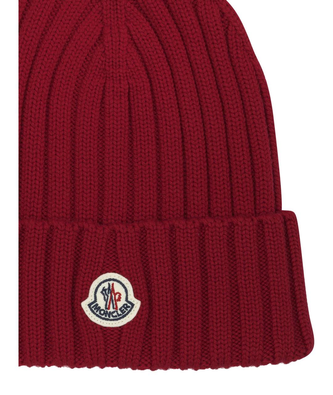 MONCLER Красная шерстяная шапка, фото 3