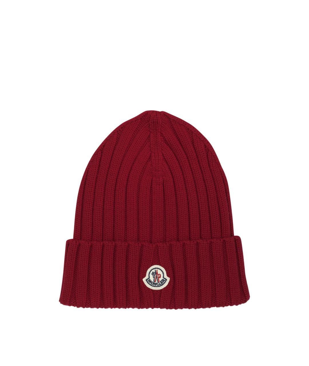 MONCLER Красная шерстяная шапка, фото 1