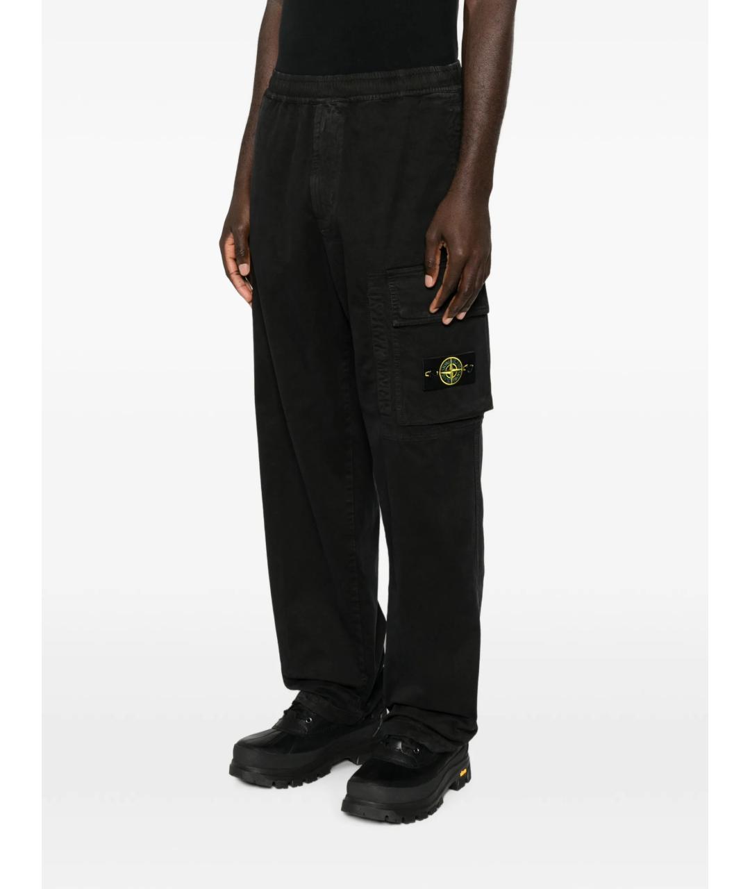 STONE ISLAND Черные хлопко-эластановые повседневные брюки, фото 3