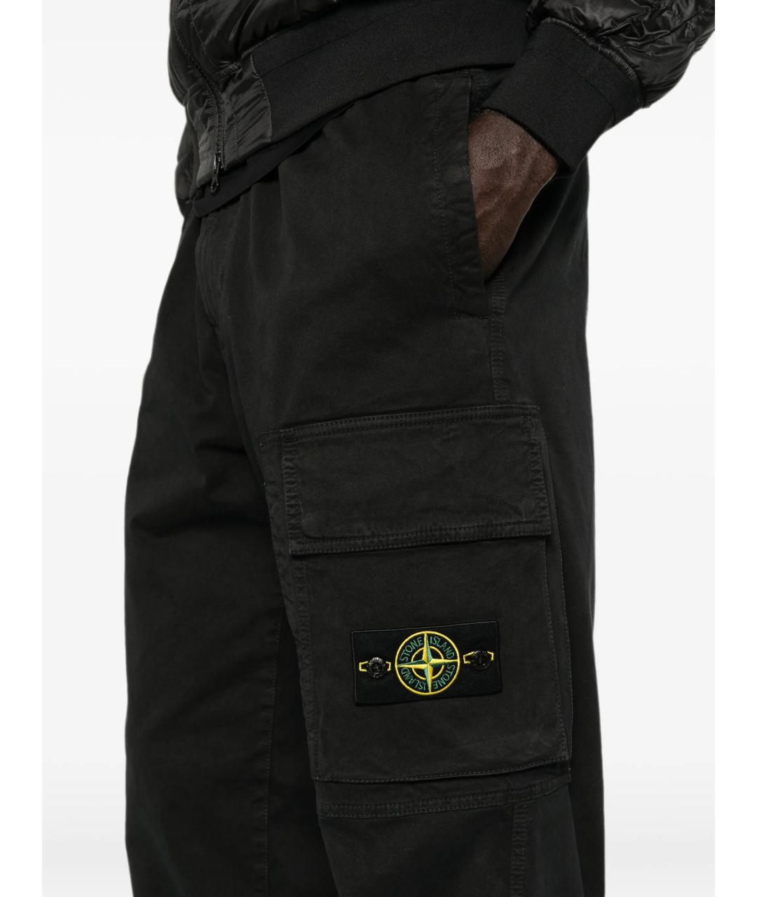 STONE ISLAND Черные хлопко-эластановые повседневные брюки, фото 5