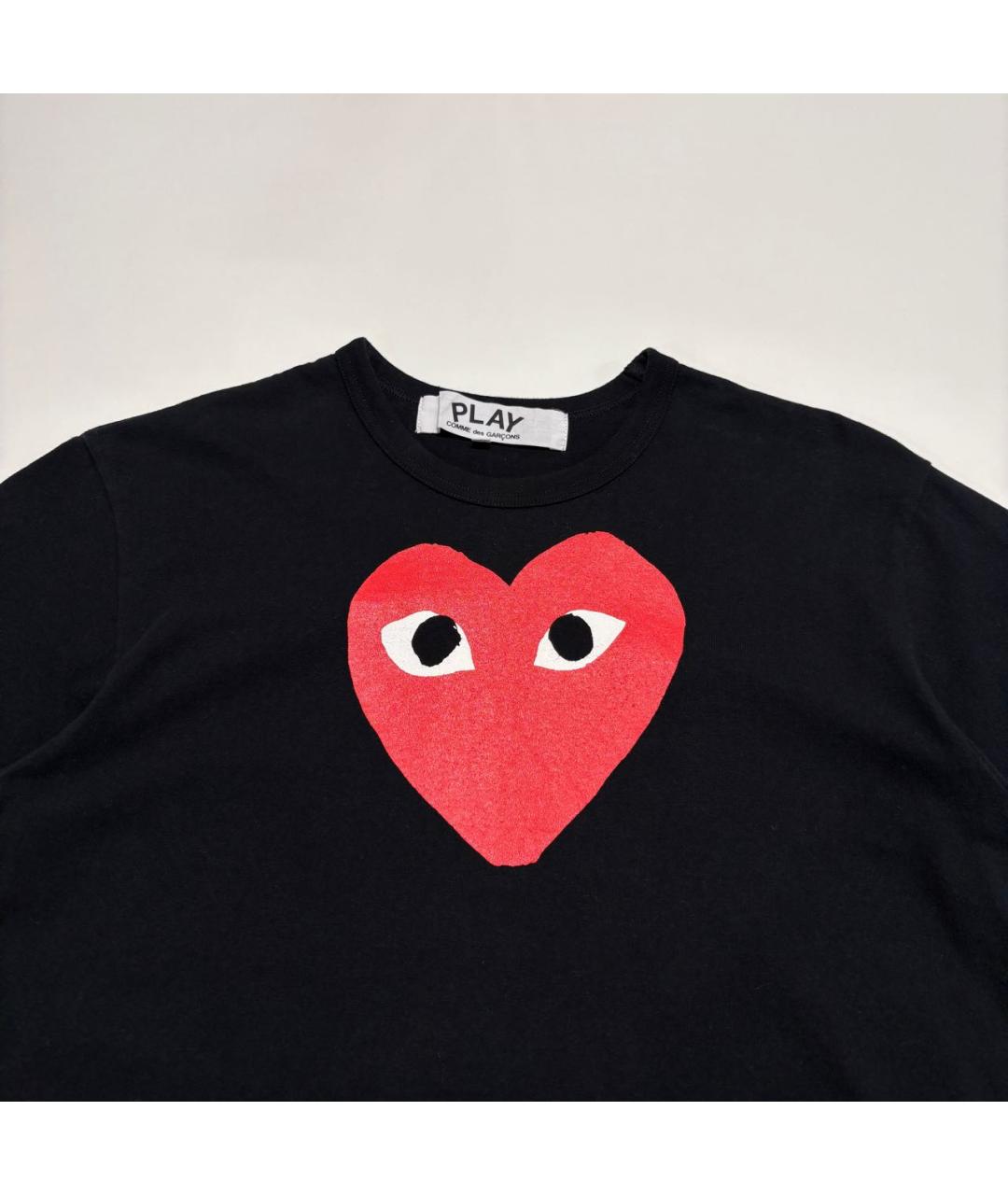 COMME DES GARÇONS PLAY Черная хлопковая футболка, фото 2