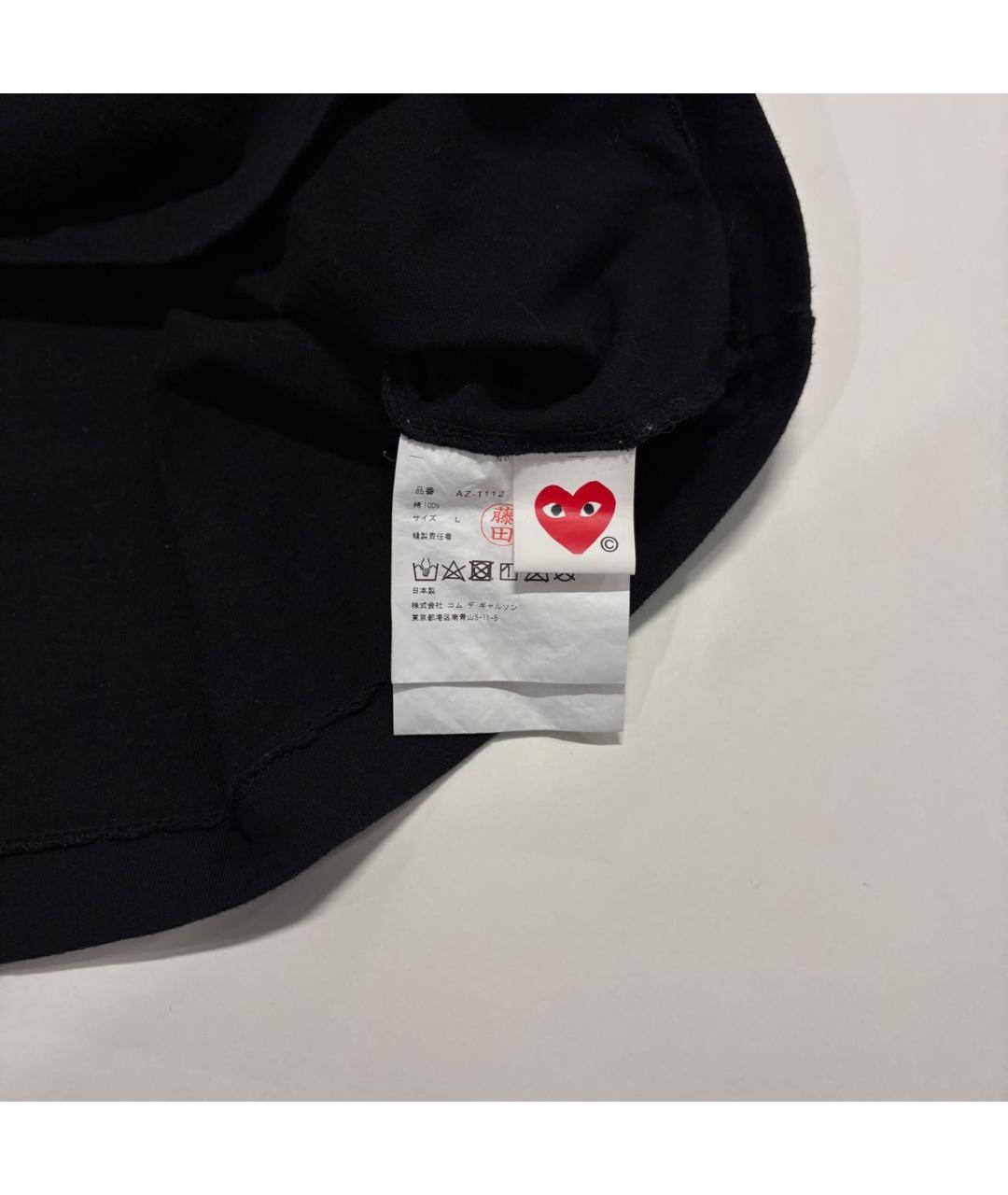 COMME DES GARÇONS PLAY Черная хлопковая футболка, фото 5