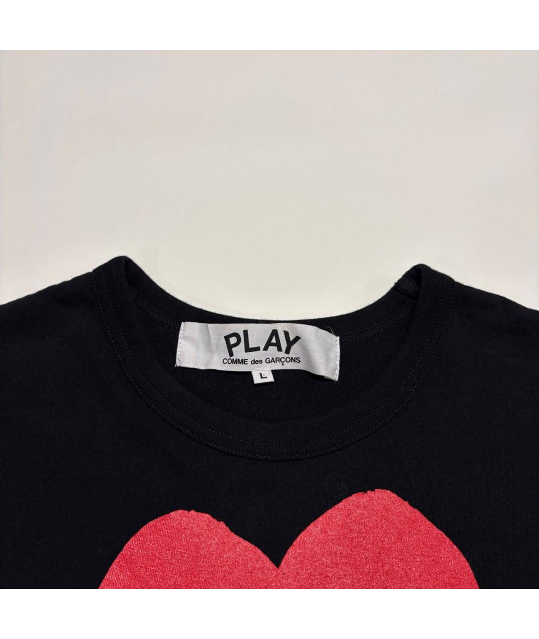 COMME DES GARÇONS PLAY Черная хлопковая футболка, фото 4
