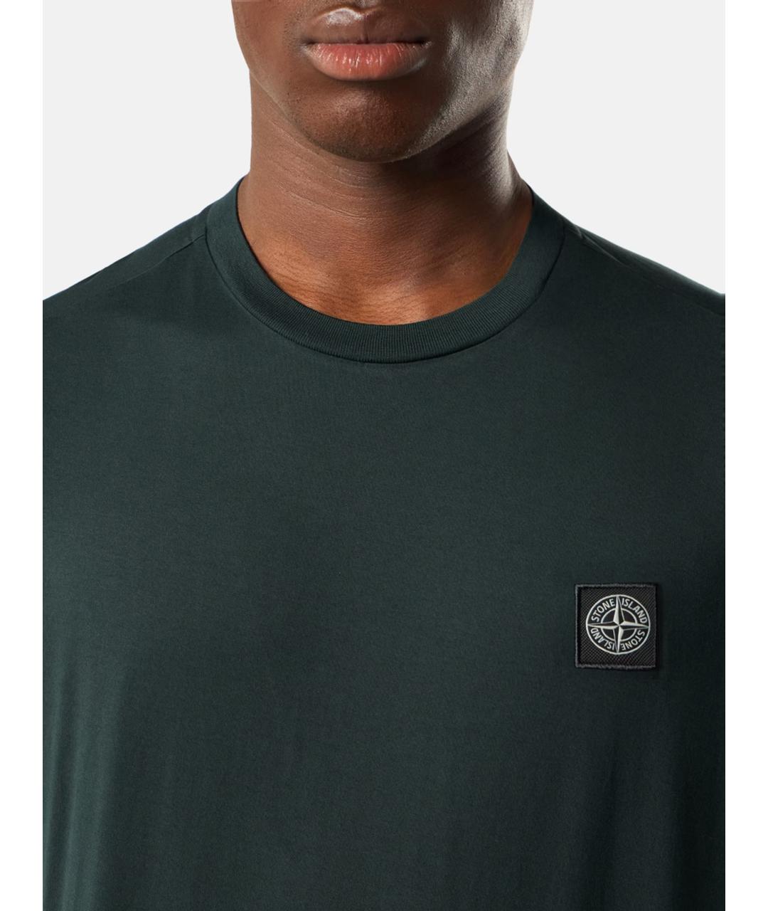 STONE ISLAND Зеленая хлопковая футболка, фото 4