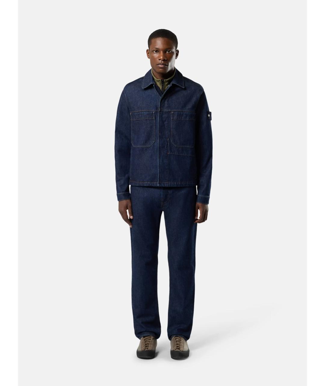 STONE ISLAND Синие хлопковые прямые джинсы, фото 2