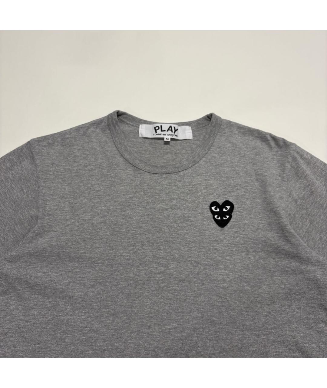 COMME DES GARÇONS PLAY Серая хлопковая футболка, фото 2