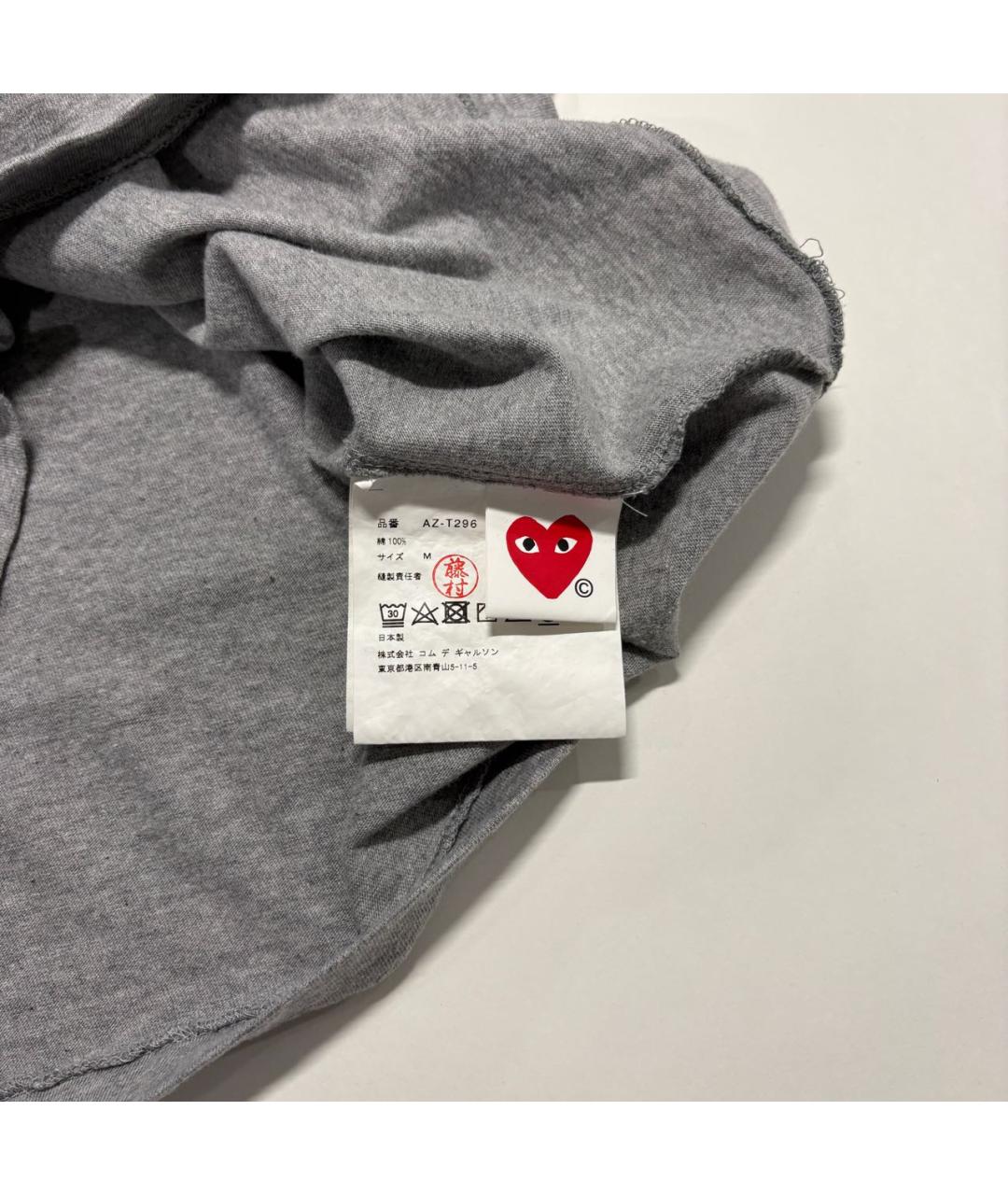COMME DES GARÇONS PLAY Серая хлопковая футболка, фото 5