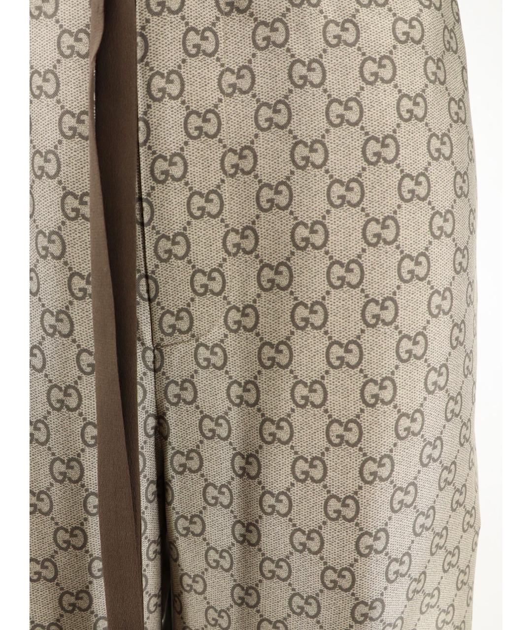 GUCCI Бежевые шелковые брюки широкие, фото 3