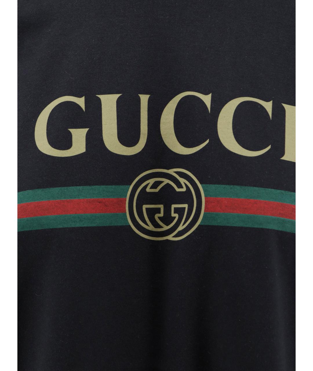 GUCCI Черная хлопковая футболка, фото 3