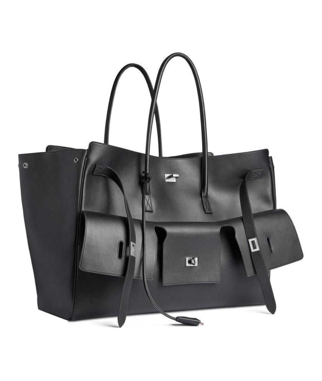 BALENCIAGA Черная кожаная сумка тоут, фото 2