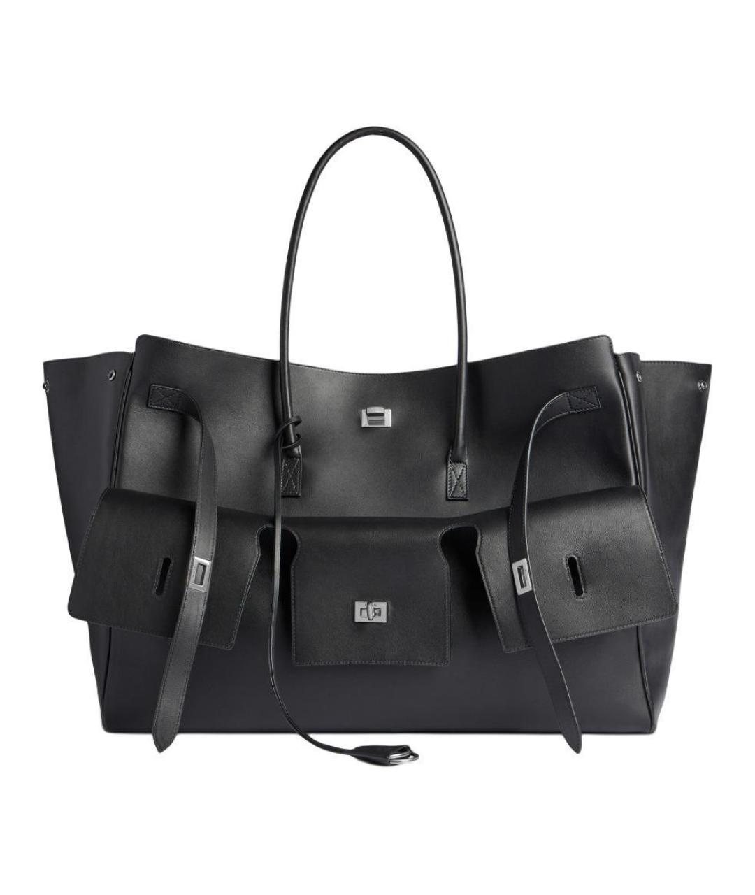BALENCIAGA Черная кожаная сумка тоут, фото 1