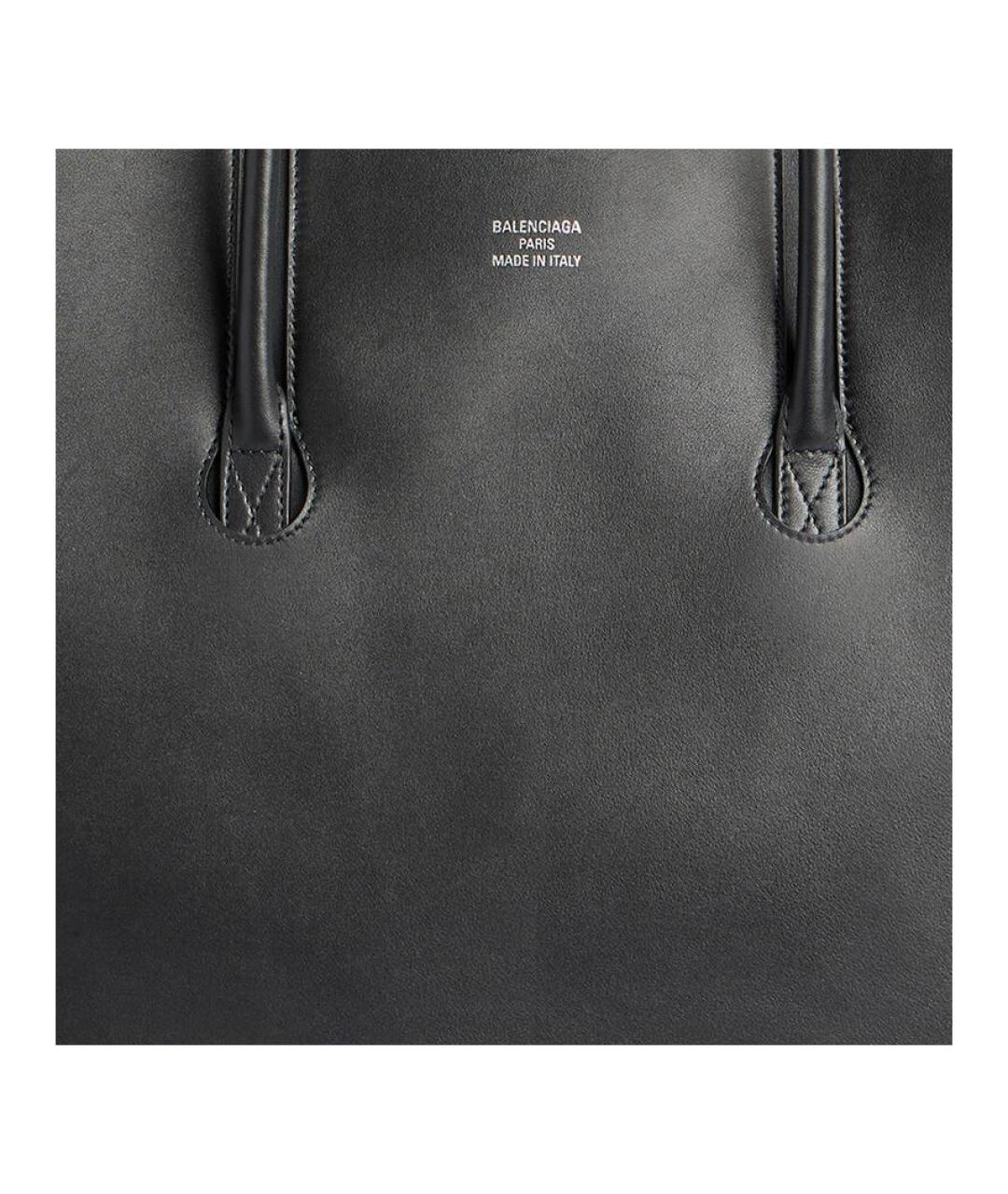 BALENCIAGA Черная кожаная сумка тоут, фото 5