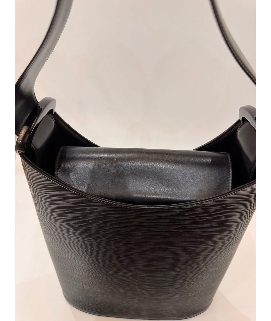LOUIS VUITTON Черная кожаная сумка тоут, фото 5