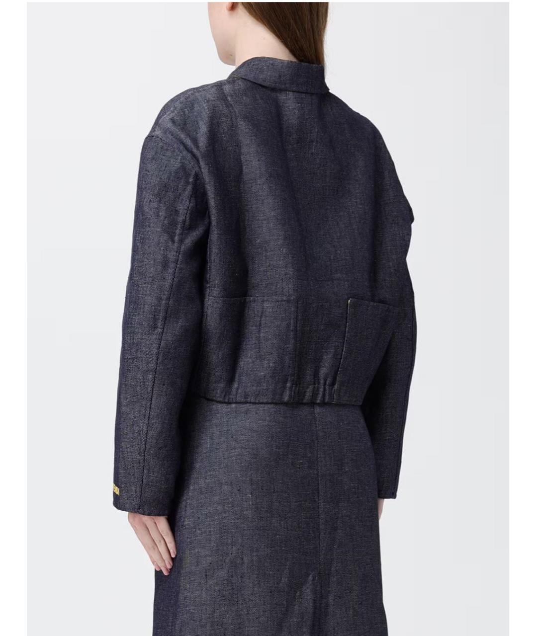 FENDI Темно-синяя льняная куртка, фото 8