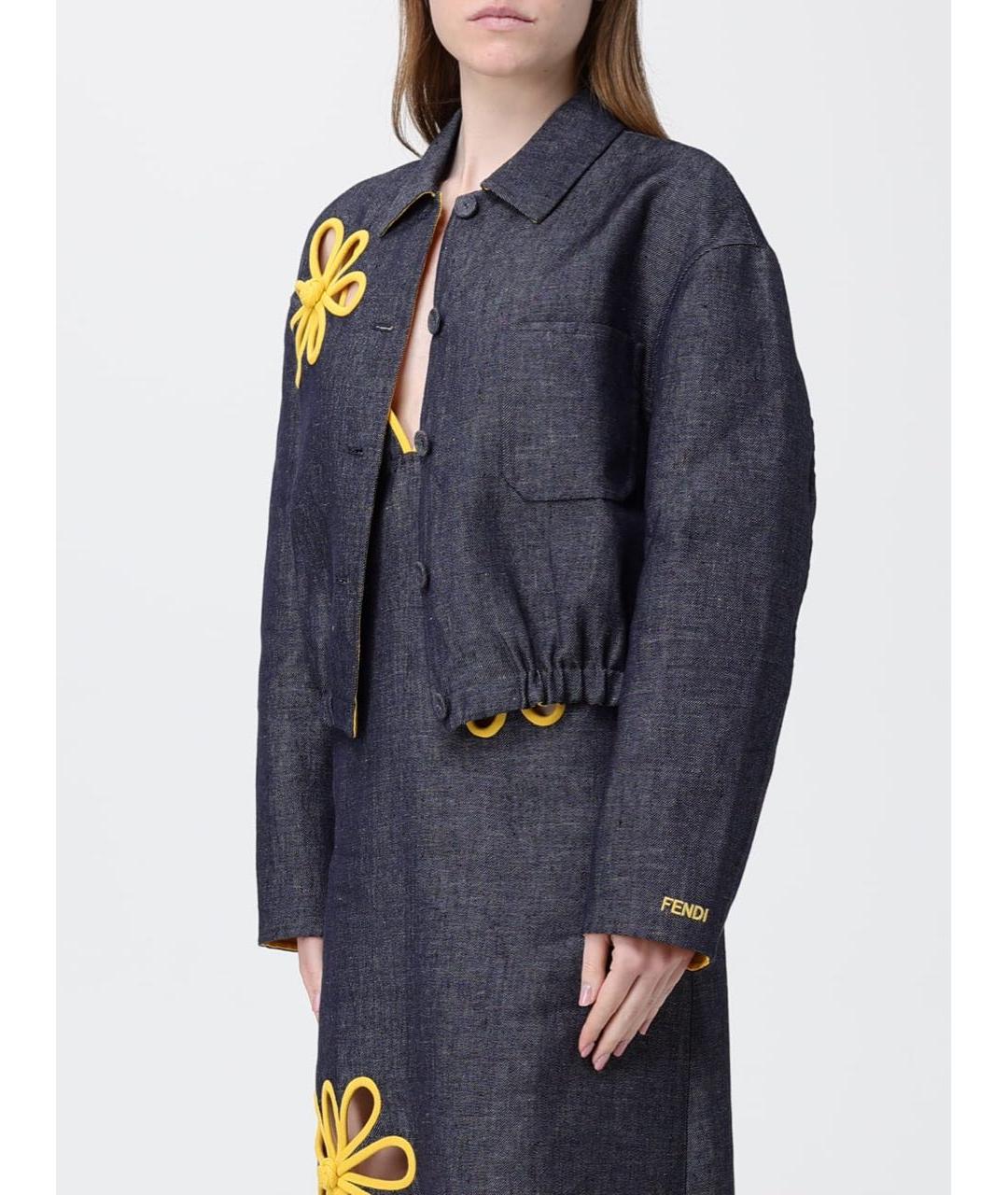 FENDI Темно-синяя льняная куртка, фото 7