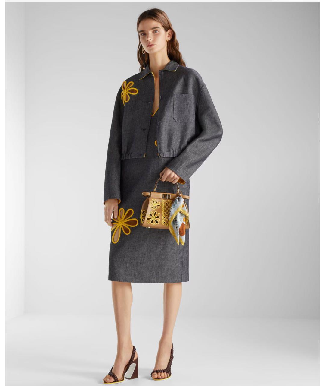 FENDI Темно-синяя льняная куртка, фото 2