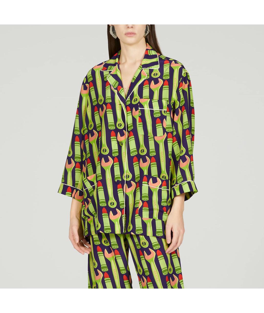 GUCCI Зеленая шелковая рубашка, фото 2