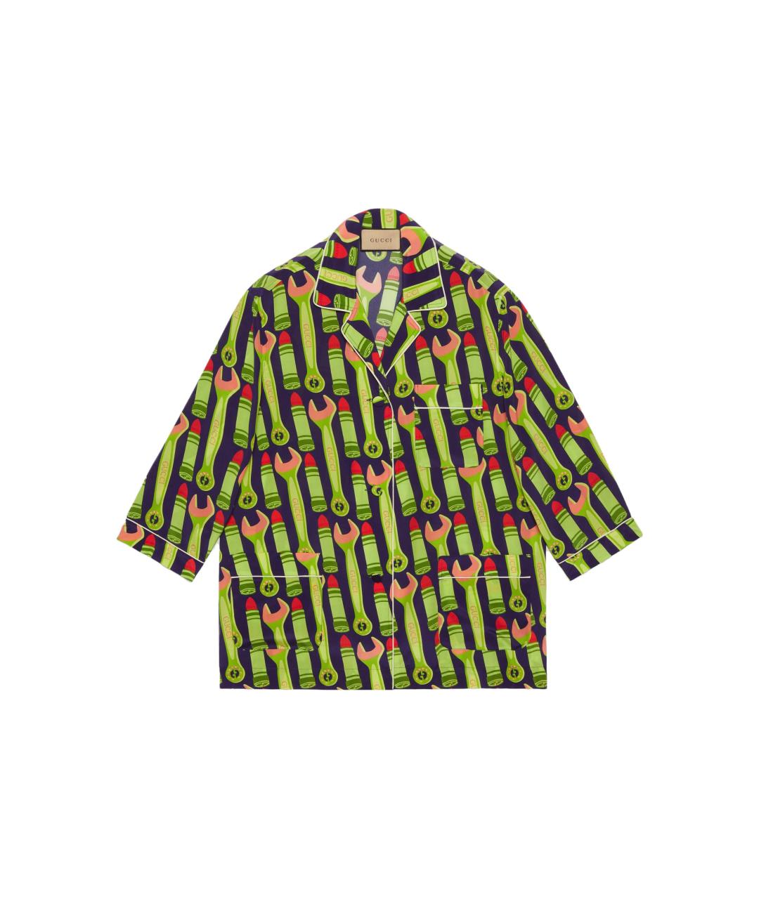 GUCCI Зеленая шелковая рубашка, фото 1