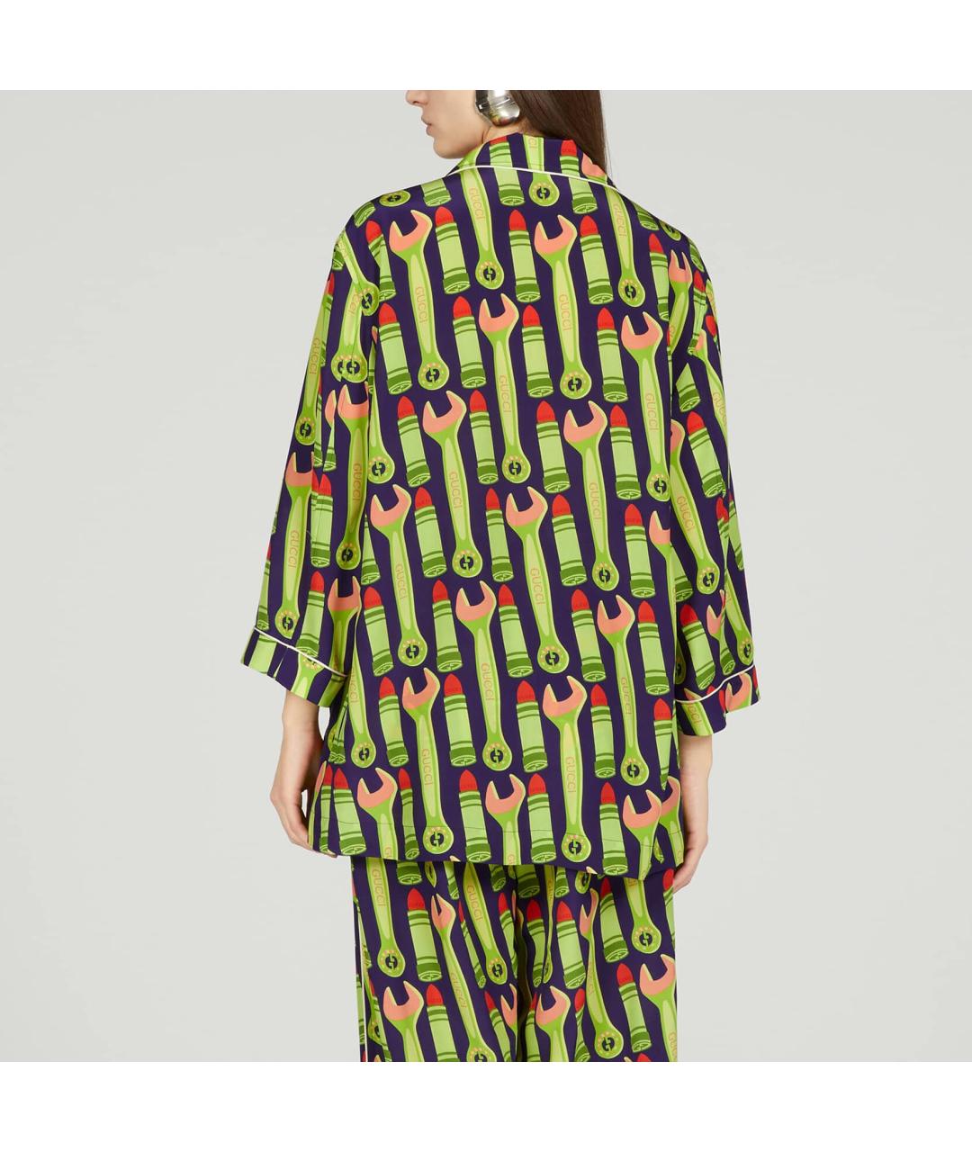 GUCCI Зеленая шелковая рубашка, фото 3