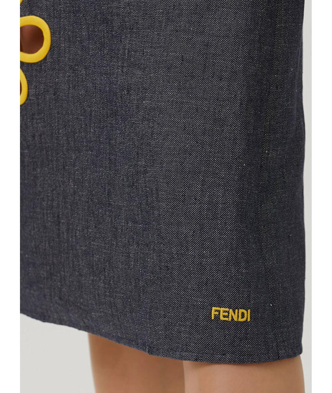 FENDI Темно-синий льняной сарафан, фото 6