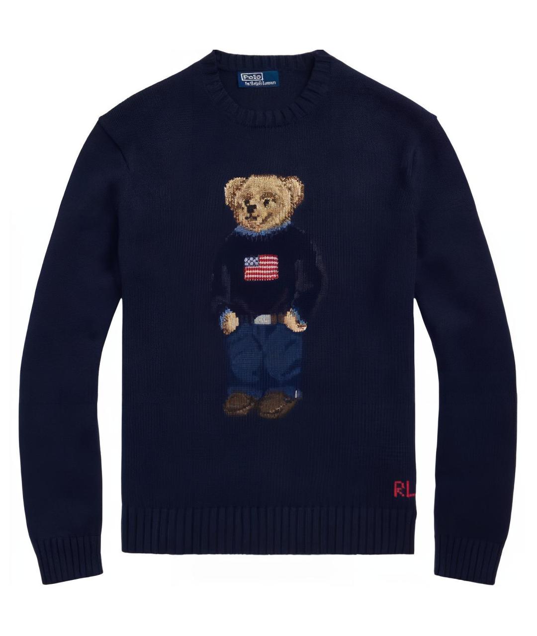 POLO RALPH LAUREN Темно-синий хлопковый джемпер / свитер, фото 1