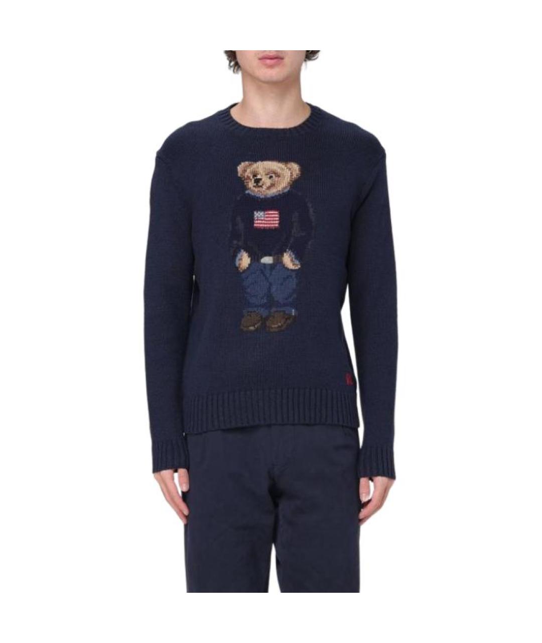 POLO RALPH LAUREN Темно-синий хлопковый джемпер / свитер, фото 4