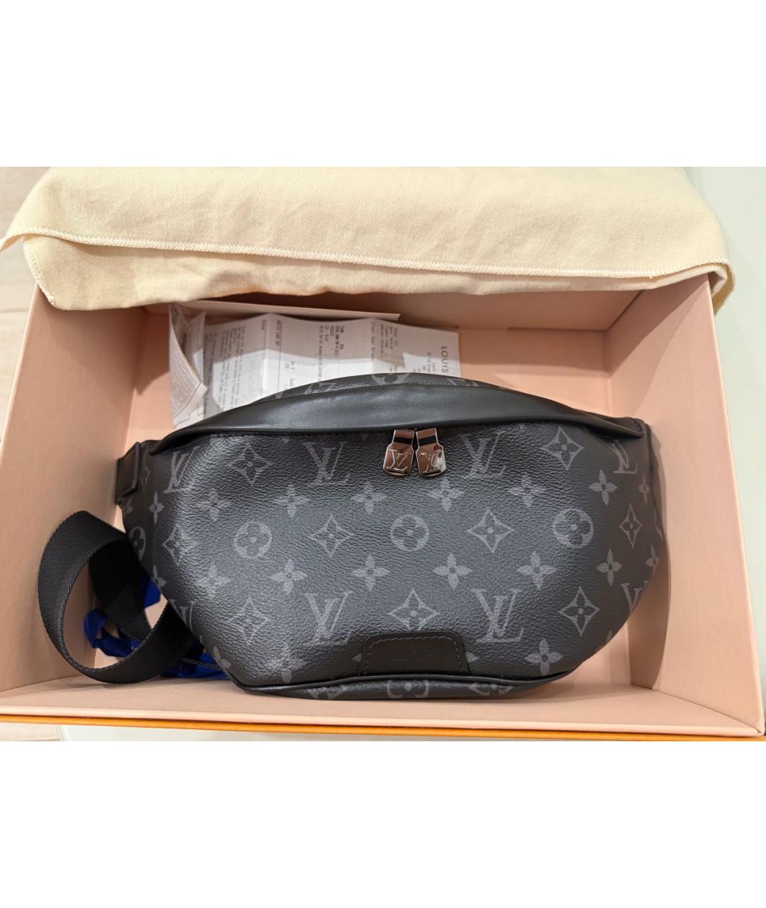 LOUIS VUITTON Антрацитовая кожаная поясная сумка, фото 3