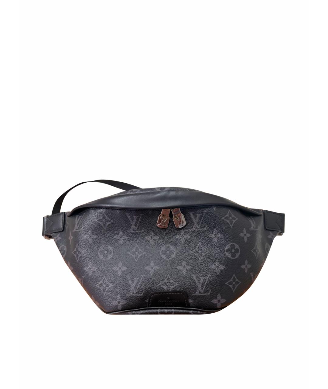 LOUIS VUITTON Антрацитовая кожаная поясная сумка, фото 1