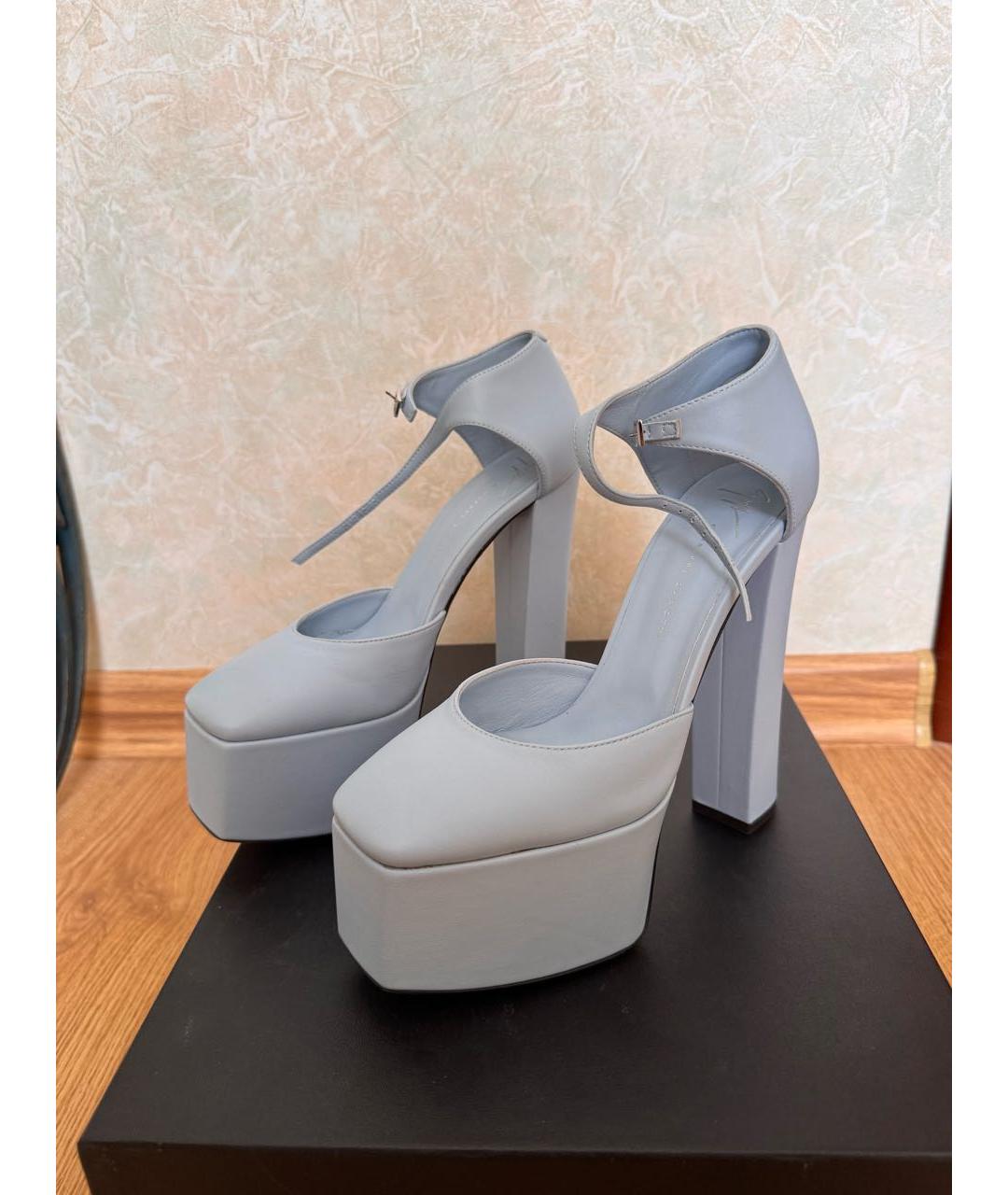 GIUSEPPE ZANOTTI DESIGN Голубые кожаные босоножки, фото 7