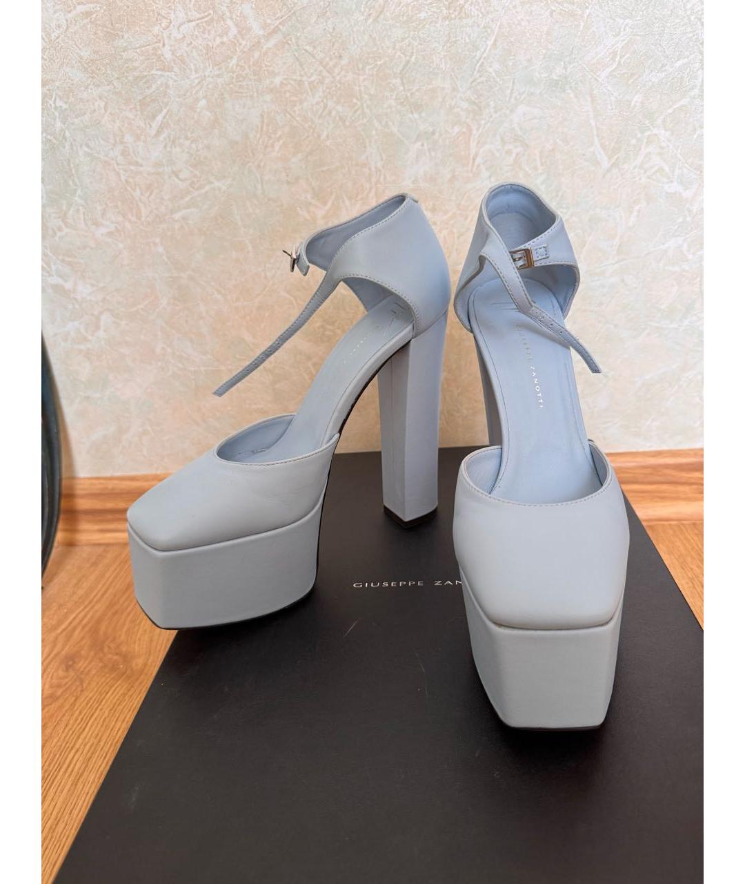 GIUSEPPE ZANOTTI DESIGN Голубые кожаные босоножки, фото 5