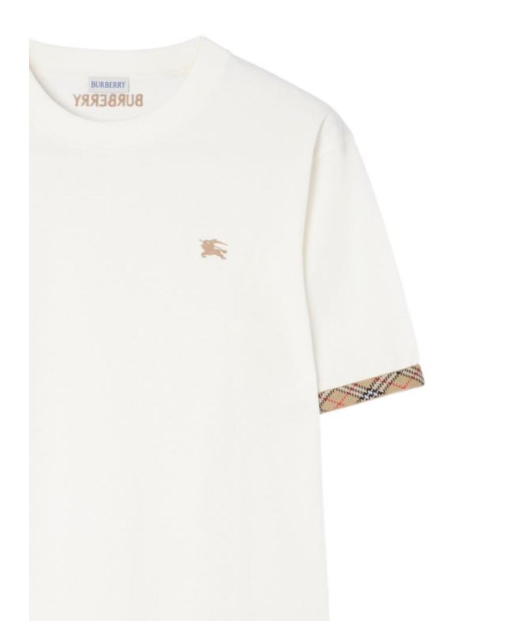 BURBERRY Белая хлопковая футболка, фото 2