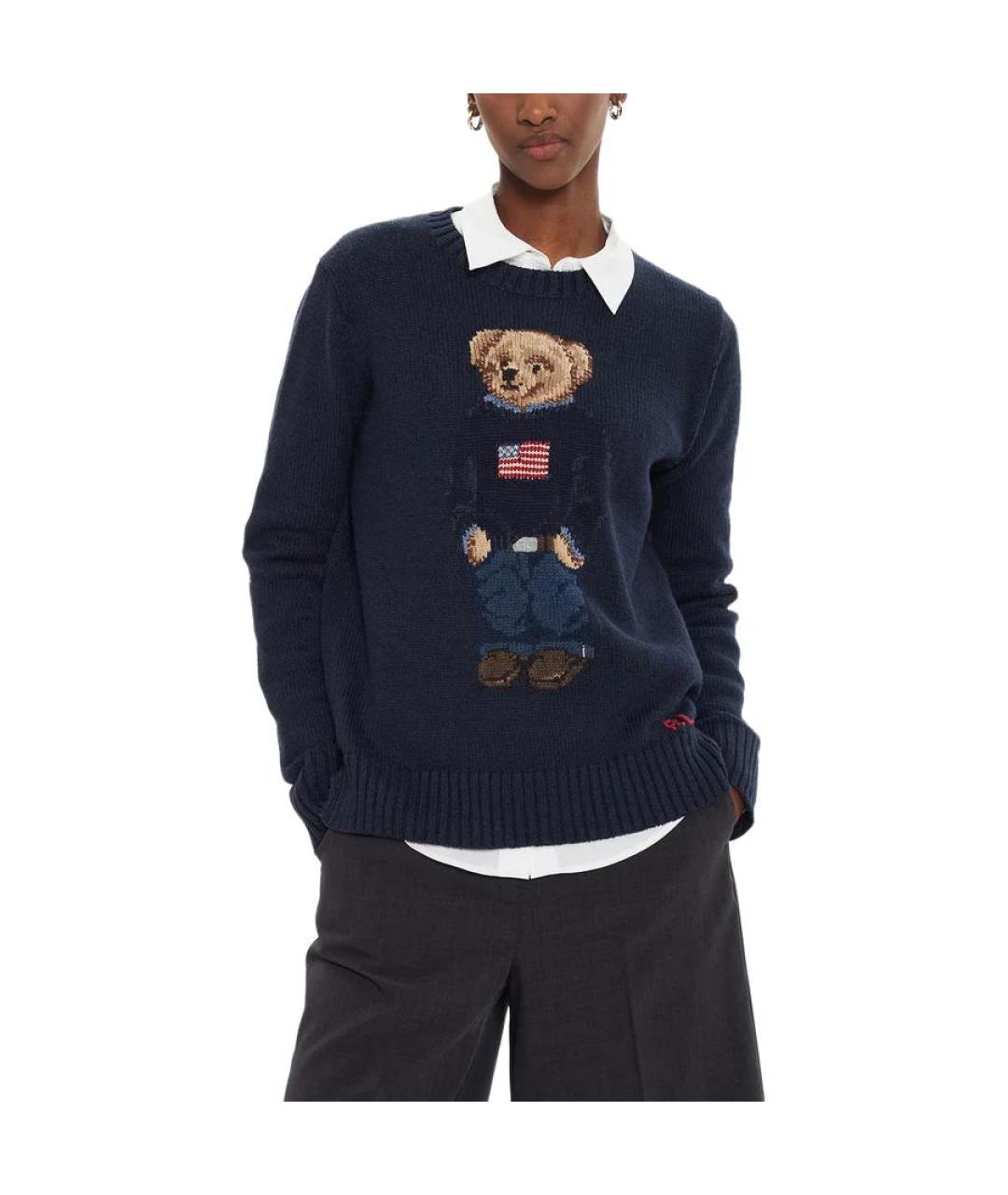 POLO RALPH LAUREN Темно-синий хлопковый джемпер / свитер, фото 4