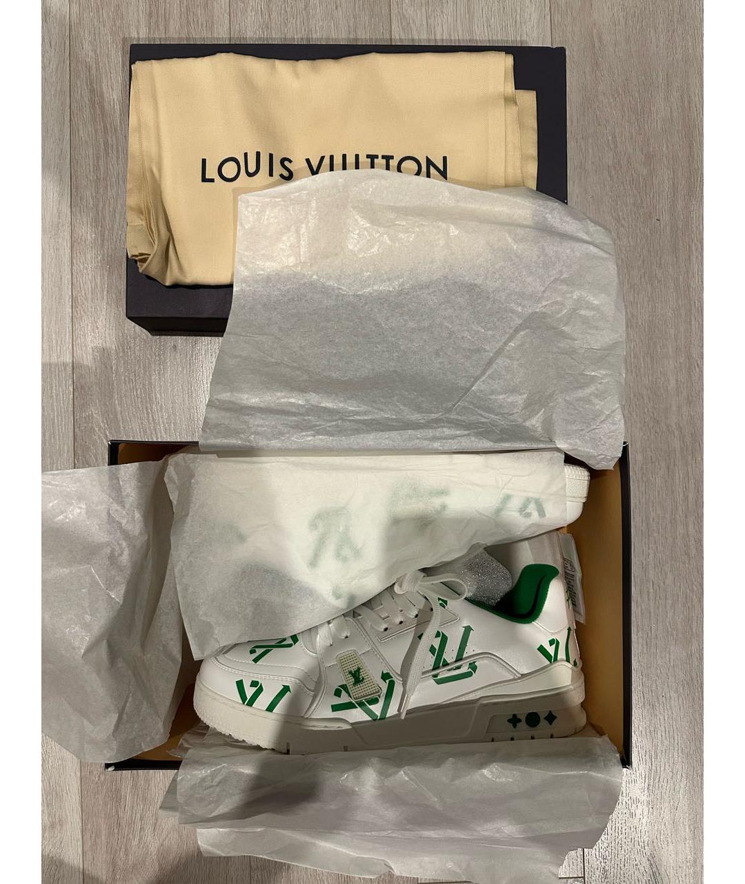 LOUIS VUITTON Белые кожаные низкие кроссовки / кеды, фото 6