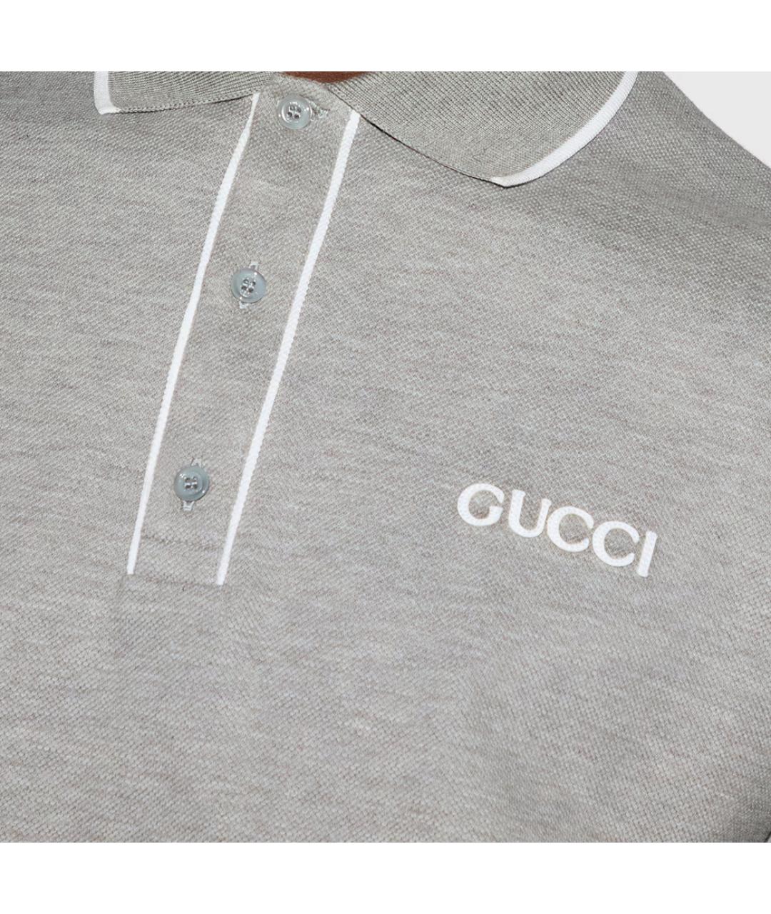 GUCCI Серое поло с коротким рукавом, фото 5