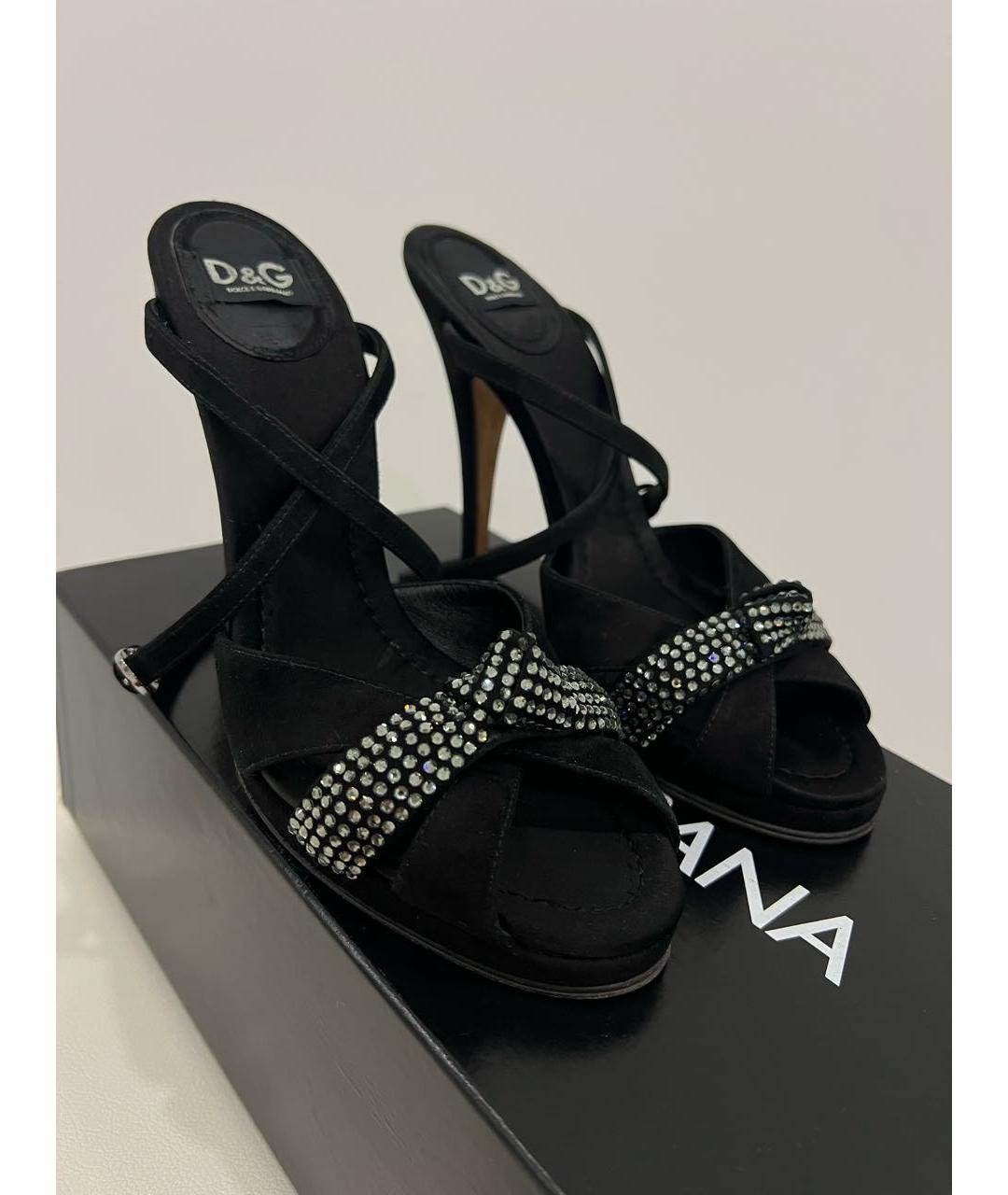 DOLCE&GABBANA Черные замшевые босоножки, фото 6