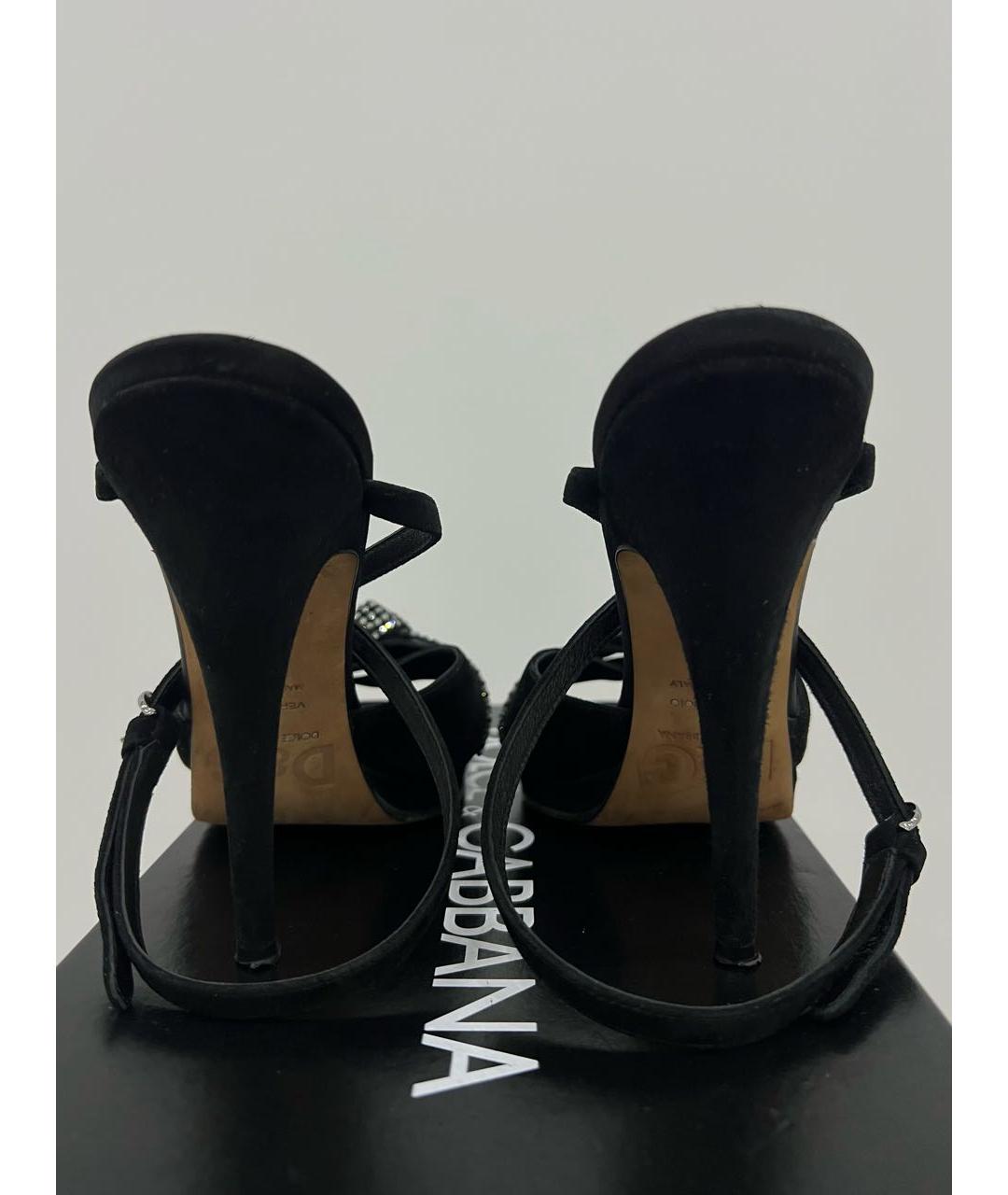 DOLCE&GABBANA Черные замшевые босоножки, фото 5