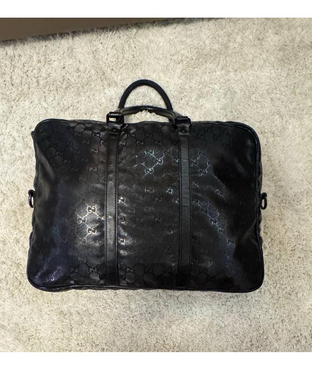 GUCCI Черный портфель из лакированной кожи, фото 2