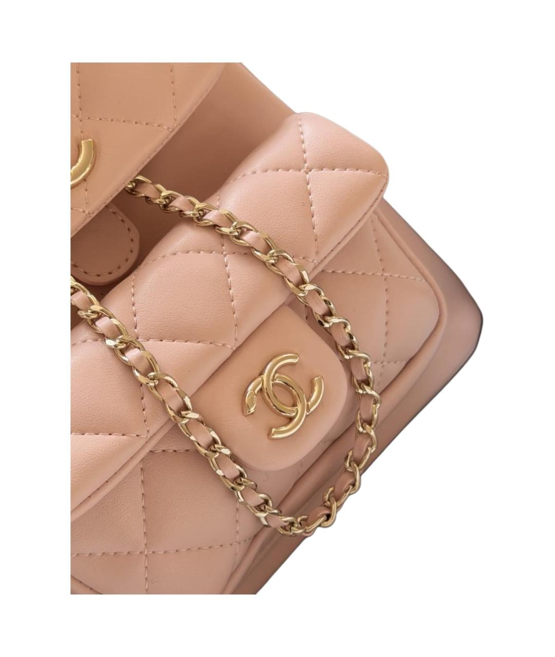 CHANEL Розовый кожаный рюкзак, фото 4