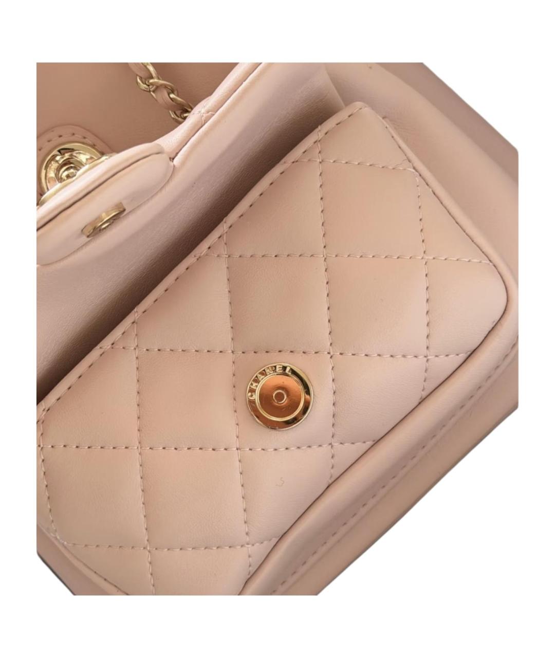 CHANEL Розовый кожаный рюкзак, фото 3