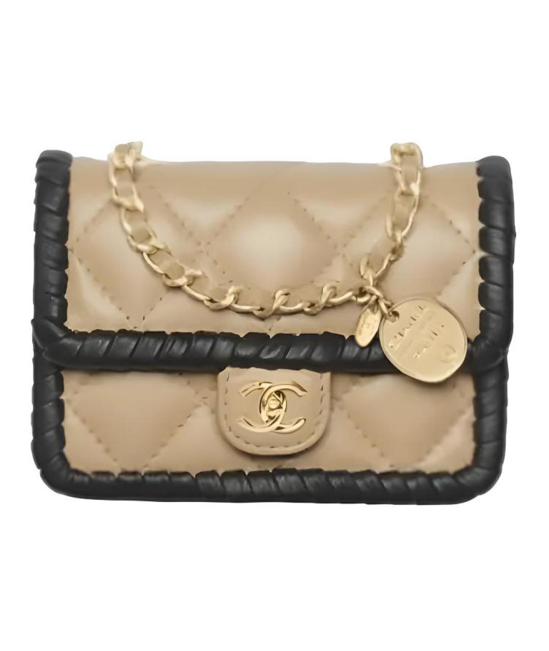 CHANEL Бежевая кожаная сумка через плечо, фото 1
