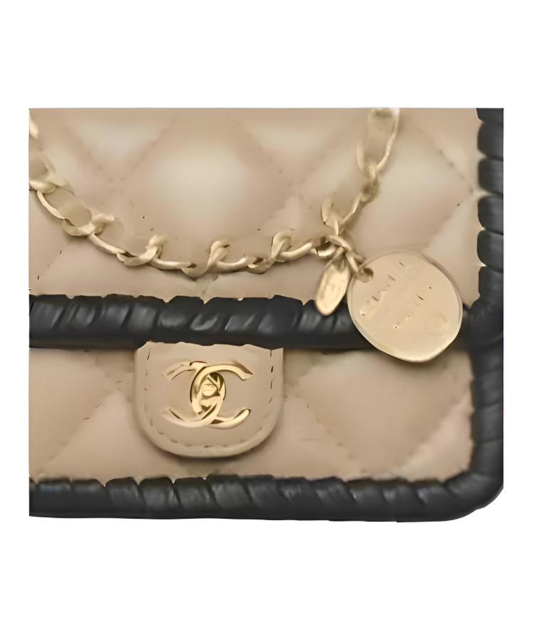CHANEL Бежевая кожаная сумка через плечо, фото 2