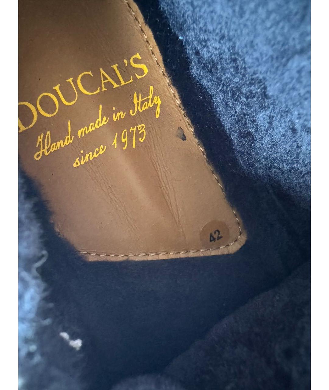 DOUCAL'S Темно-синие кожаные низкие ботинки, фото 8