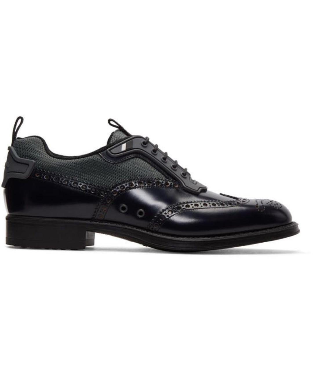 PRADA Темно-синие кожаные низкие ботинки, фото 7