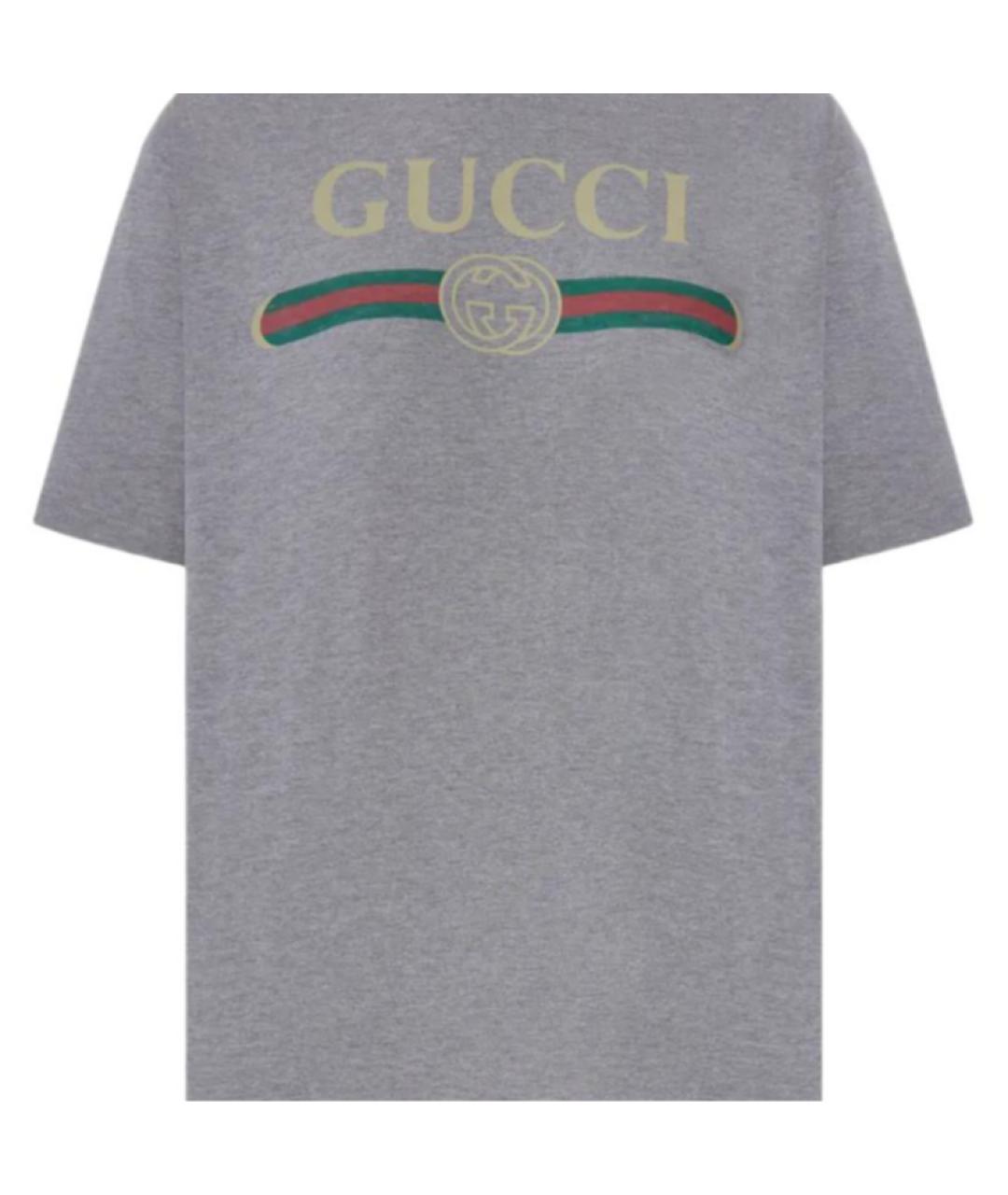 GUCCI Серая хлопковая футболка, фото 3