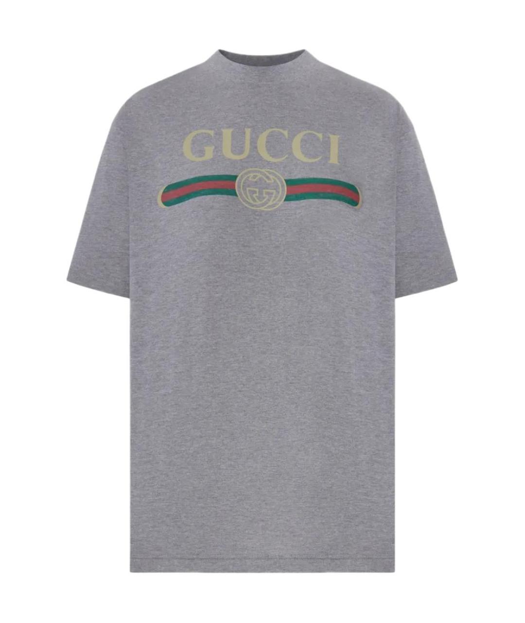 GUCCI Серая хлопковая футболка, фото 1
