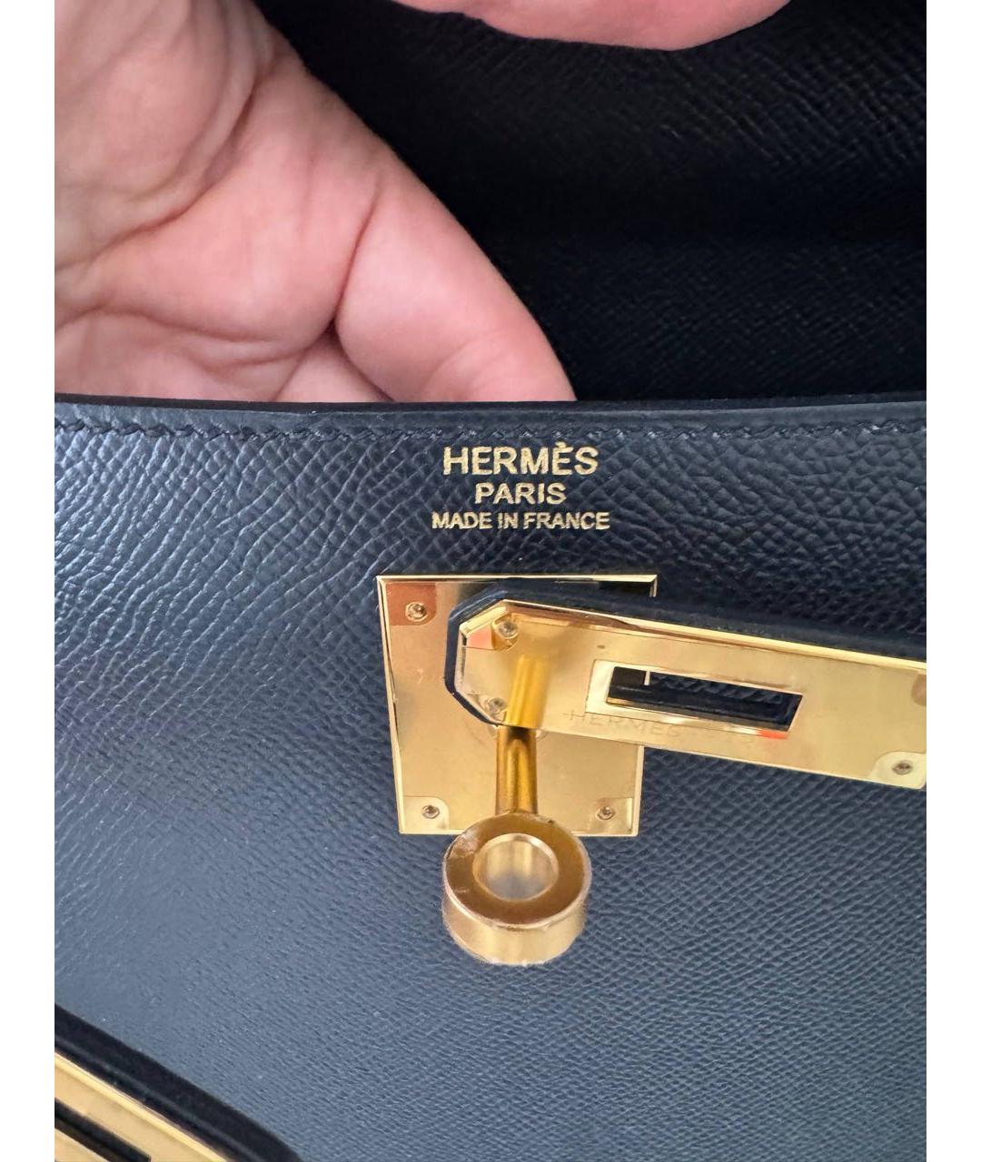 HERMES Черная кожаная сумка с короткими ручками, фото 8