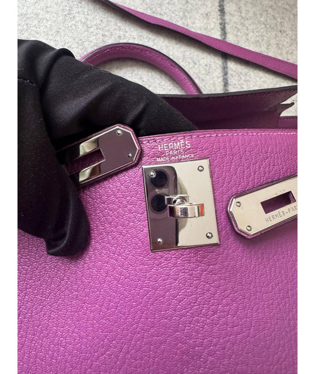 HERMES Фиолетовая кожаная сумка с короткими ручками, фото 4