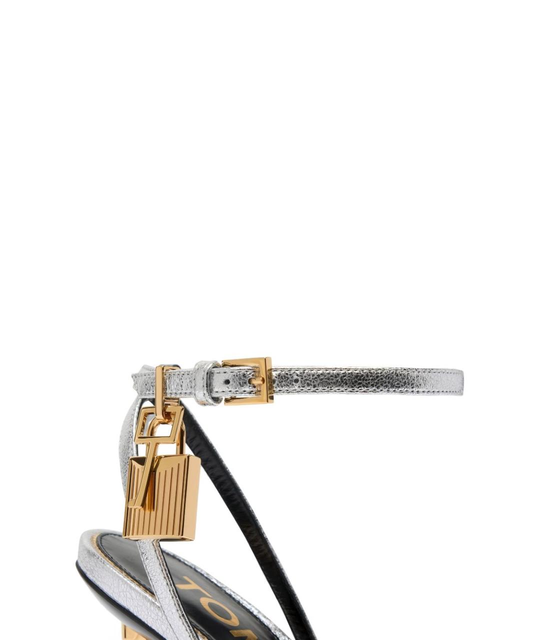 TOM FORD Серебряные кожаные босоножки, фото 2
